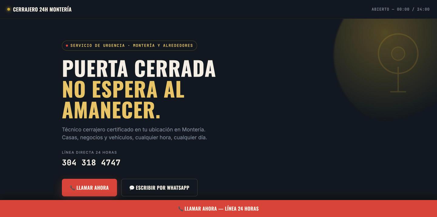 Cerrajero 24 Horas Montería — hero