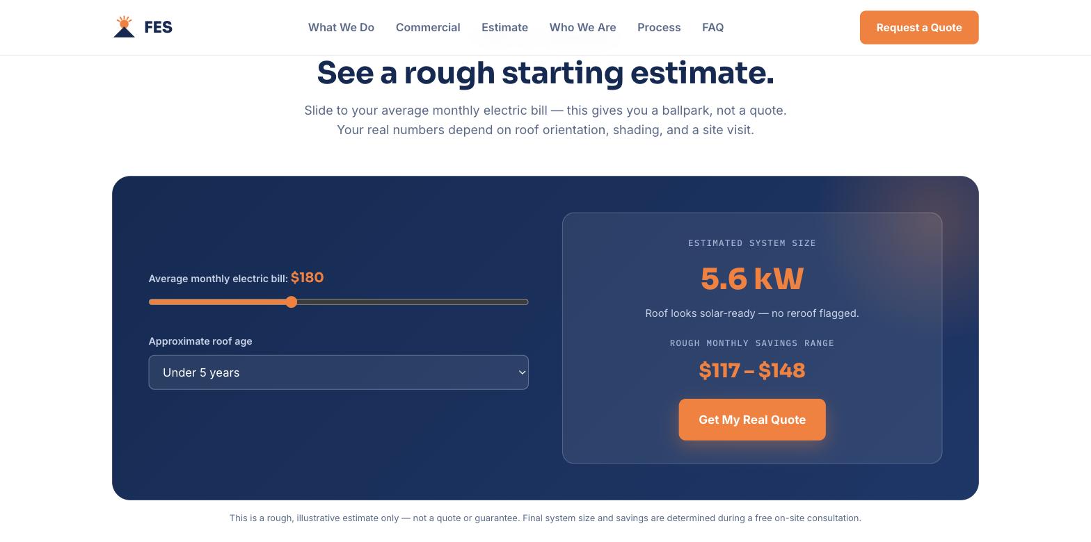 Florida Energy Solutions — instant estimate calculator