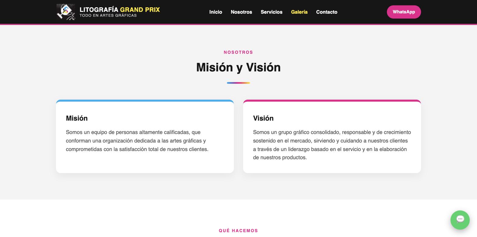 Litografía Grand Prix — misión y visión